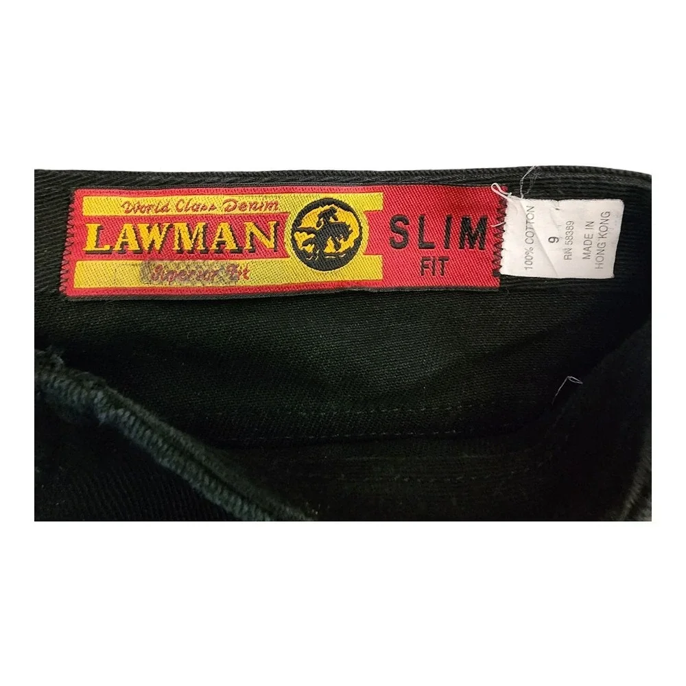 Vintage Lawman Slim Fit High Rise Denim Black Jeans Size 9 Juniors 28x30 Cowgirl
